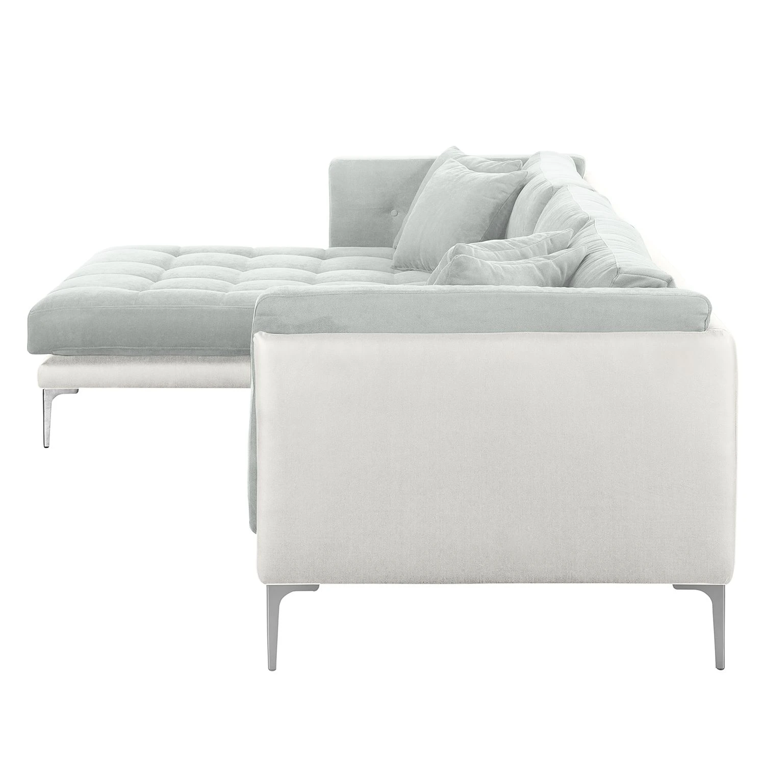 Fredriks Ecksofa Agueada IV Kunstleder / Webstoff - Weiß / Silber - Longchair davorstehend links 7 Fredriks Ecksofa Agueada IV Kunstleder / Webstoff - Weiß / Silber - Longchair davorstehend links – Bild 7