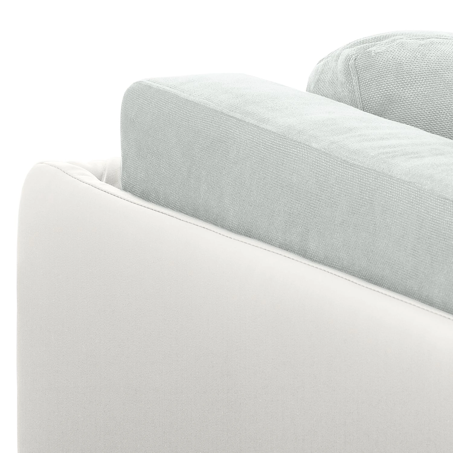 Fredriks Ecksofa Agueada IV Kunstleder / Webstoff - Weiß / Silber - Longchair davorstehend links 10 Fredriks Ecksofa Agueada IV Kunstleder / Webstoff - Weiß / Silber - Longchair davorstehend links – Bild 10