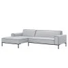 Studio Copenhagen Ecksofa Ampio Duo I Webstoff - Stoff Floreana: Hellgrau - Longchair davorstehend links - Schwarz