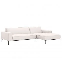 Studio Copenhagen Ecksofa Ampio I Webstoff - Stoff Floreana: Beige - Longchair davorstehend rechts - Schwarz