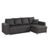 Home Design Ecksofa Aramia (mit Schlaffunktion) - Flachgewebe Anthrazit - Ottomane beidseitig montierbar