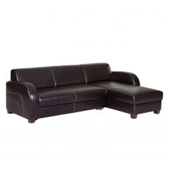 Maison Belfort Ecksofa Ballina Echtleder - Dunkelbraun - Longchair davorstehend rechts