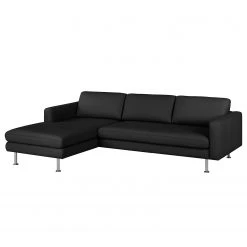 Fredriks Ecksofa Bivona II Echtleder - Schwarz - Longchair davorstehend links