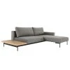 Innovation Möbel Ecksofa Bragi mit Tisch Webstoff - (mit Schlaffunktion) - Stoff Flashtex: Light Grey