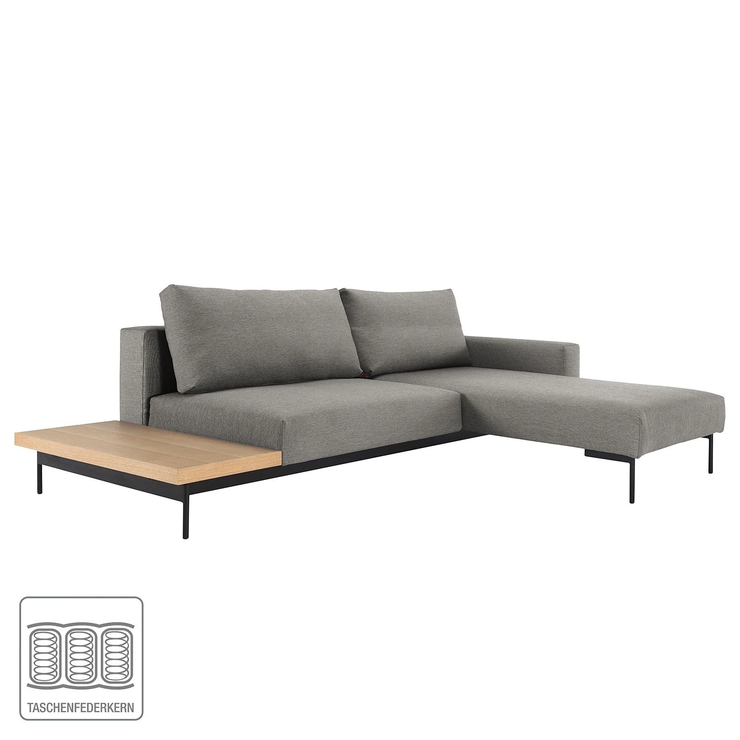 Innovation Möbel Ecksofa Bragi mit Tisch Webstoff - (mit Schlaffunktion) - Stoff Flashtex: Light Grey 2 Innovation Möbel Ecksofa Bragi mit Tisch Webstoff - (mit Schlaffunktion) - Stoff Flashtex: Light Grey – Bild 2