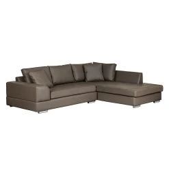 Roomscape Ecksofa Tosya - Kunstleder Braun - Ottomane davorstehend rechts