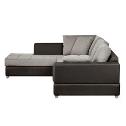Roomscape Ecksofa Tosya - Kunstleder Dunkelbraun/Strukturstoff Grau - Ottomane davorstehend links -Wohnzimmermöbel boutique en ligne ecksofa brandon kunstleder dunkelbraun ottomane davorstehend links 395119
