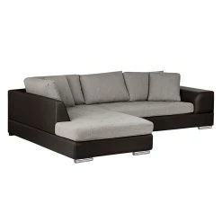 Roomscape Ecksofa Tosya - Kunstleder Dunkelbraun/Strukturstoff Grau - Ottomane davorstehend links -Wohnzimmermöbel boutique en ligne ecksofa brandon kunstleder dunkelbraun ottomane davorstehend links 395121