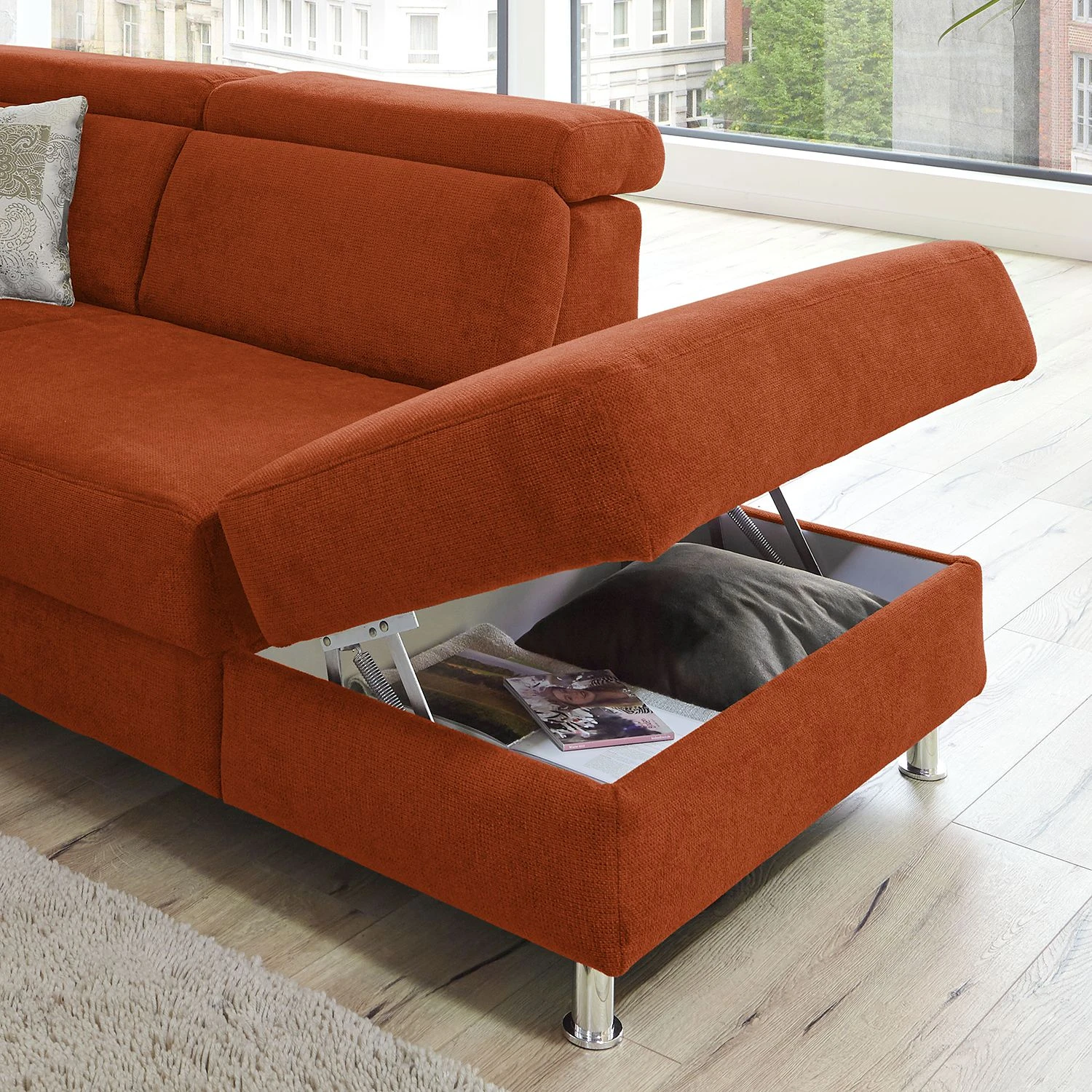 Fredriks Ecksofa Calang Webstoff - Honigbraun - Ottomane davorstehend rechts - Bettkasten - Schlaffunktion 20 Fredriks Ecksofa Calang Webstoff - Honigbraun - Ottomane davorstehend rechts - Bettkasten - Schlaffunktion – Bild 20