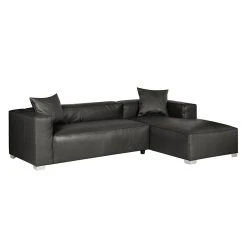 Loftscape Ecksofa Calli - Kunstleder Anthrazit - Longchair davorstehend rechts