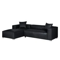 Loftscape Ecksofa Calli - Kunstleder Schwarz - Longchair davorstehend links