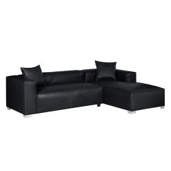 Loftscape Ecksofa Calli - Kunstleder Schwarz - Longchair davorstehend rechts