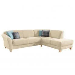 Ars Natura Ecksofa Cebu Webstoff - Creme - Ottomane davorstehend rechts - Keine Funktion