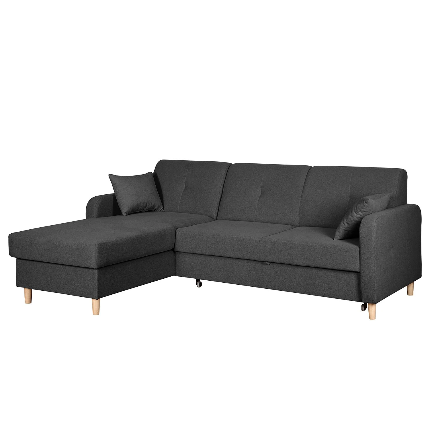 Mørteens Ecksofa Clintwood (mit Schlaffunktion) - Webstoff Longchair beidseitig montierbar - Dunkelgrau 1 Mørteens Ecksofa Clintwood (mit Schlaffunktion) - Webstoff Longchair beidseitig montierbar - Dunkelgrau