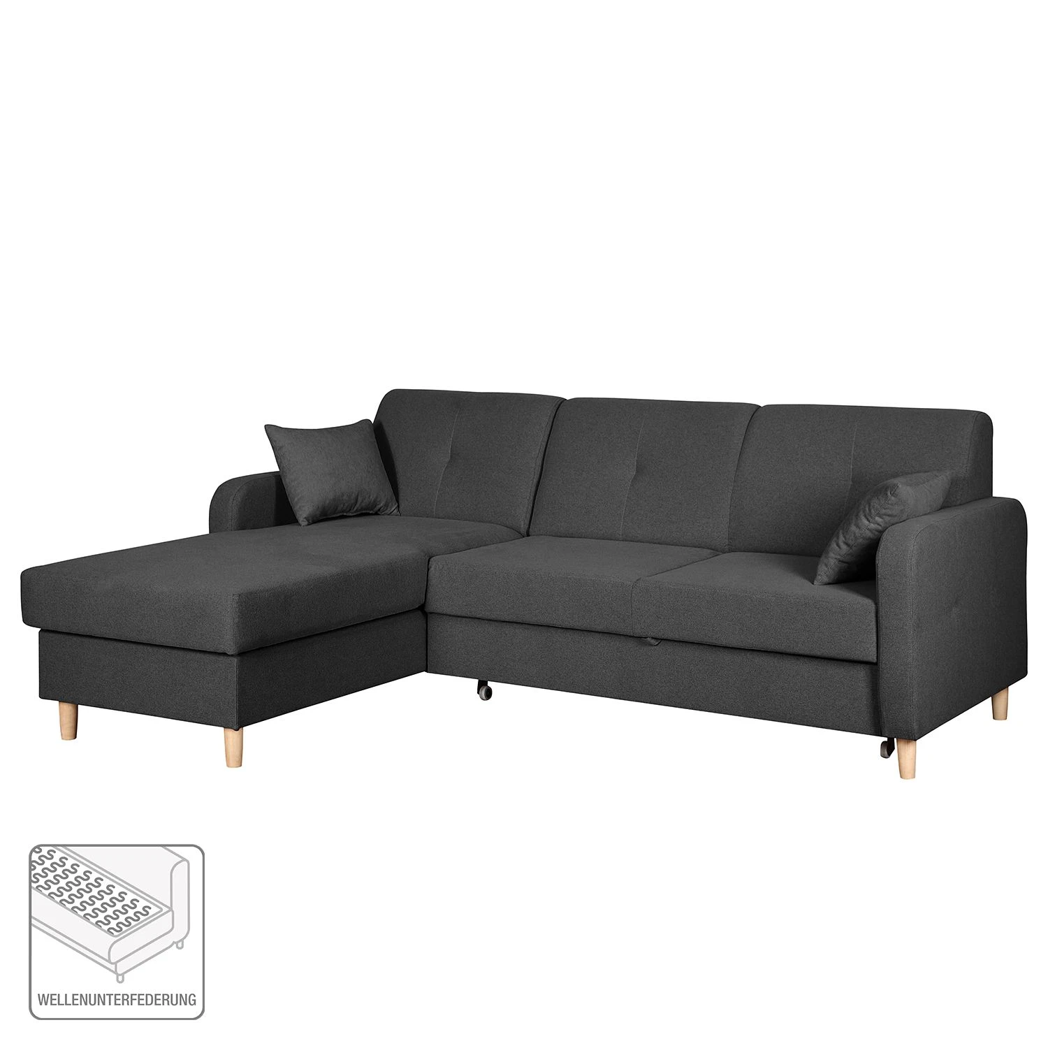 Mørteens Ecksofa Clintwood (mit Schlaffunktion) - Webstoff Longchair beidseitig montierbar - Dunkelgrau 2 Mørteens Ecksofa Clintwood (mit Schlaffunktion) - Webstoff Longchair beidseitig montierbar - Dunkelgrau – Bild 2