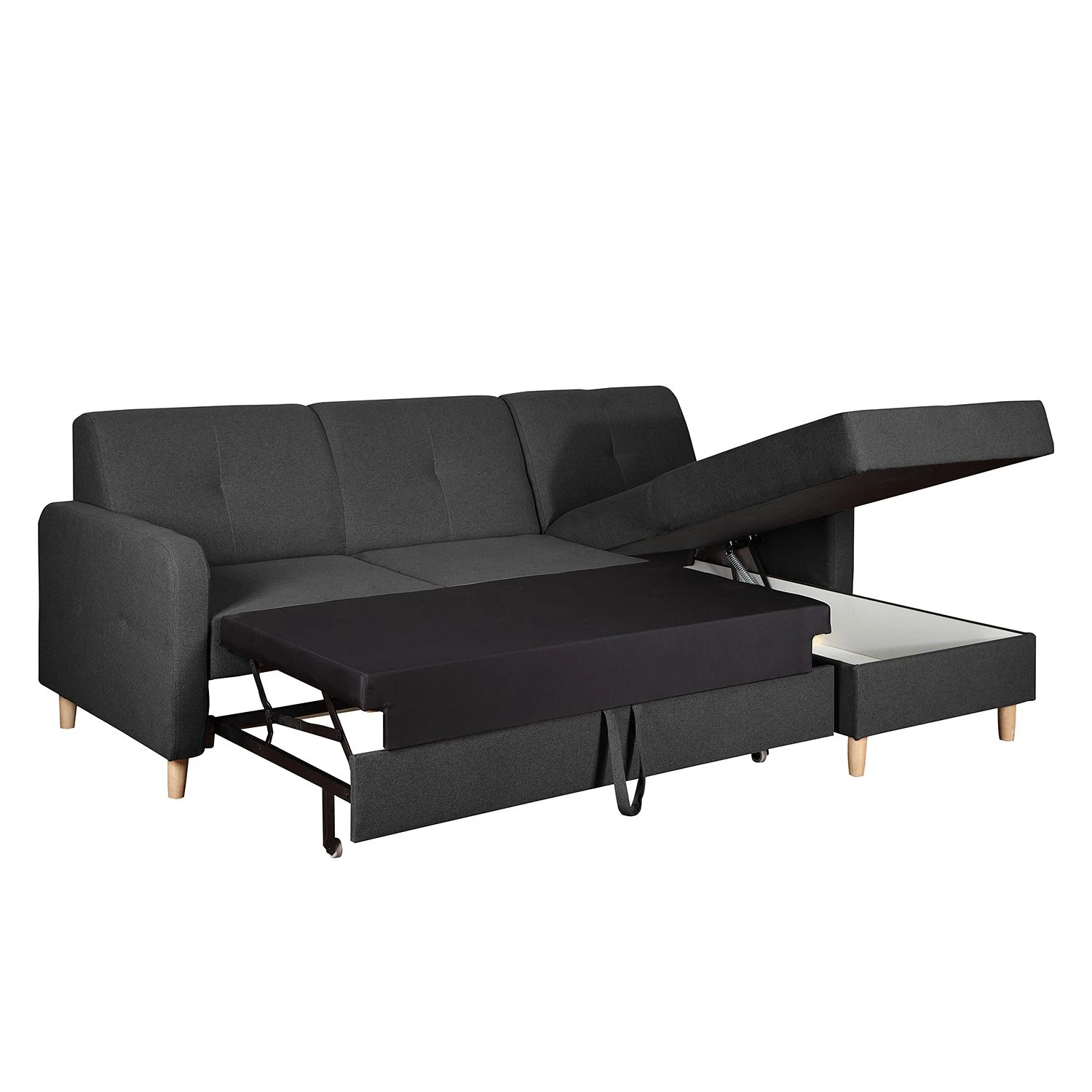 Mørteens Ecksofa Clintwood (mit Schlaffunktion) - Webstoff Longchair beidseitig montierbar - Dunkelgrau 5 Mørteens Ecksofa Clintwood (mit Schlaffunktion) - Webstoff Longchair beidseitig montierbar - Dunkelgrau – Bild 5