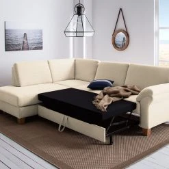 Ars Natura Ecksofa Davao - Microfaser -Wohnzimmermöbel boutique en ligne ecksofa davao microfaser ottomane davorstehend links mit schlaffunktion creme 4643536