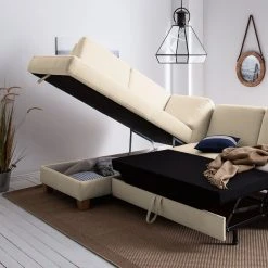 Ars Natura Ecksofa Davao - Microfaser -Wohnzimmermöbel boutique en ligne ecksofa davao microfaser ottomane davorstehend links mit schlaffunktion creme 4643540