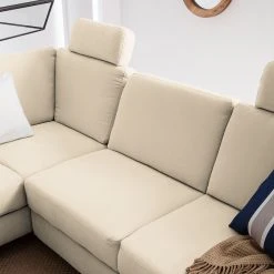 Ars Natura Ecksofa Davao - Microfaser -Wohnzimmermöbel boutique en ligne ecksofa davao microfaser ottomane davorstehend links mit schlaffunktion creme 4643544