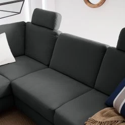 Ars Natura Ecksofa Davao - Microfaser -Wohnzimmermöbel boutique en ligne ecksofa davao microfaser ottomane davorstehend links mit schlaffunktion dunkelgrau 4643576