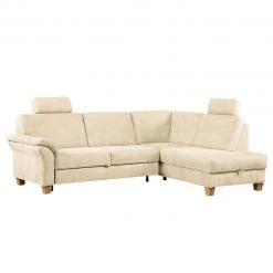 Ars Natura Ecksofa Davao Microfaser - Creme - Ottomane davorstehend rechts