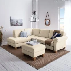Ars Natura Ecksofa Davao - Microfaser -Wohnzimmermöbel boutique en ligne ecksofa davao microfaser ottomane davorstehend links ohne schlaffunktion creme 4643372