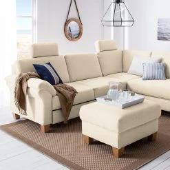 Ars Natura Ecksofa Davao - Microfaser -Wohnzimmermöbel boutique en ligne ecksofa davao microfaser ottomane davorstehend rechts mit schlaffunktion creme 4643596
