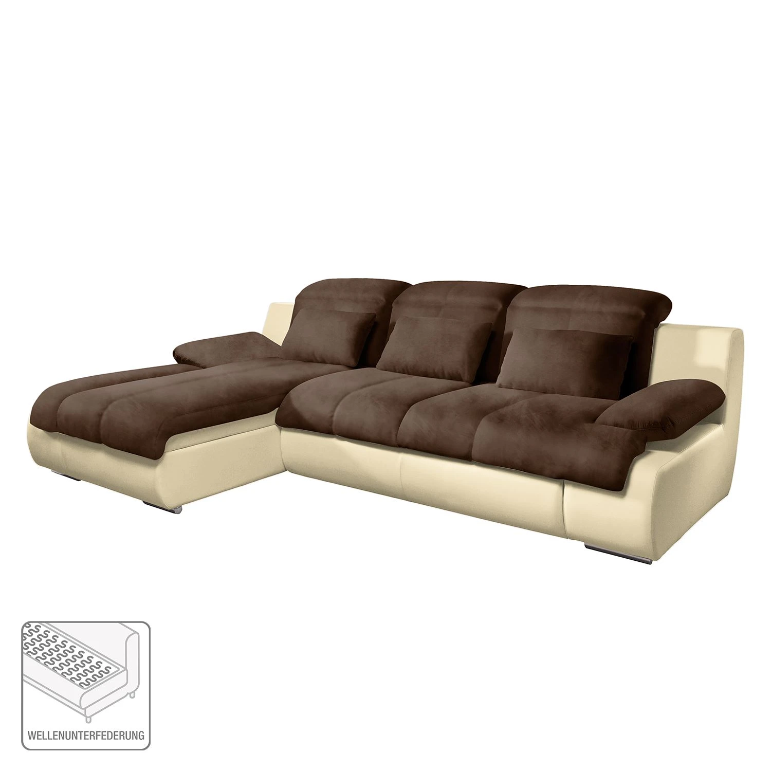 Cotta Ecksofa Delsbo Kunstleder / Microfaser - Creme / Braun - Longchair davorstehend links 2 Cotta Ecksofa Delsbo Kunstleder / Microfaser - Creme / Braun - Longchair davorstehend links – Bild 2