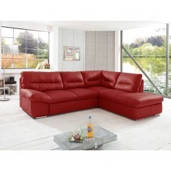 Cotta Ecksofa Doug Echtleder -Wohnzimmermöbel boutique en ligne ecksofa doug mit schlaffunktion echtleder longchair ottomane davorstehend rechts rot 4346360