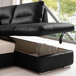 Cotta Ecksofa Doug - Echtleder Ramsa: Schwarz - Ottomane davorstehend rechts -Wohnzimmermöbel boutique en ligne ecksofa doug mit schlaffunktion echtleder longchair ottomane davorstehend rechts schwarz 4371240