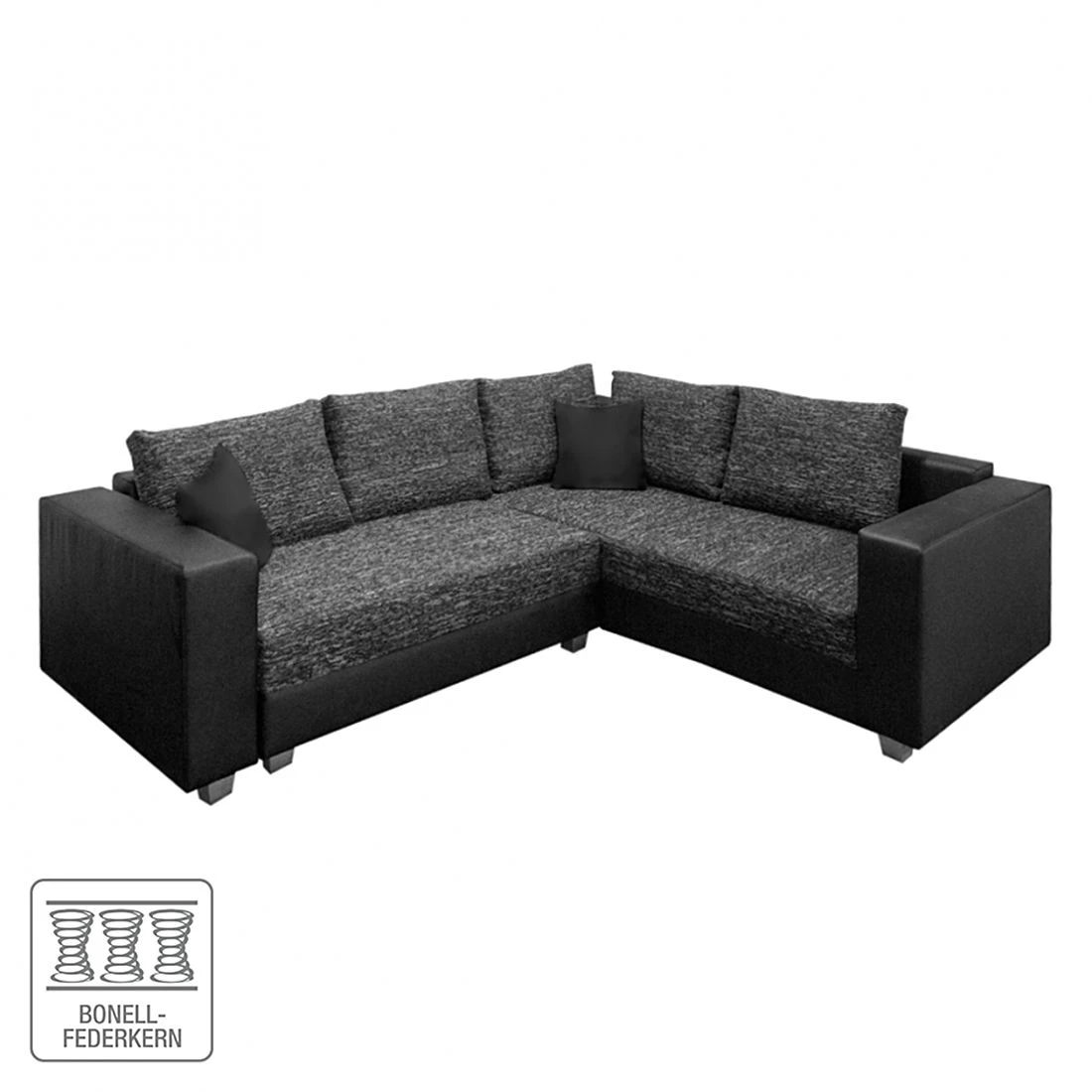 Fredriks Ecksofa Dublin I (mit Schlaffunktion) - Kunstleder/Strukturstoff - Schwarz / Anthrazit - Breite: 254 cm 1 Fredriks Ecksofa Dublin I (mit Schlaffunktion) - Kunstleder/Strukturstoff - Schwarz / Anthrazit - Breite: 254 cm