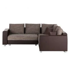 Fredriks Ecksofa Dublin I (mit Schlaffunktion) - Kunstleder/Strukturstoff - Dunkelbraun / Cappuccino - Breite: 254 cm -Wohnzimmermöbel boutique en ligne ecksofa dublin mit schlaffunktion kunstleder stoff braun 1420044