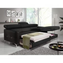 Cotta Ecksofa Eduardo I Echtleder - Schwarz - Longchair davorstehend rechts - Bettkasten - Schlaffunktion -Wohnzimmermöbel boutique en ligne ecksofa eduardo i echtleder longchair ottomane davorstehend rechts mit schlaffunktion schwarz 4905984