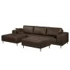 Ars manufacti Ecksofa Flesk Antiklederlook - Braun - Ottomane davorstehend links - Mit Hocker