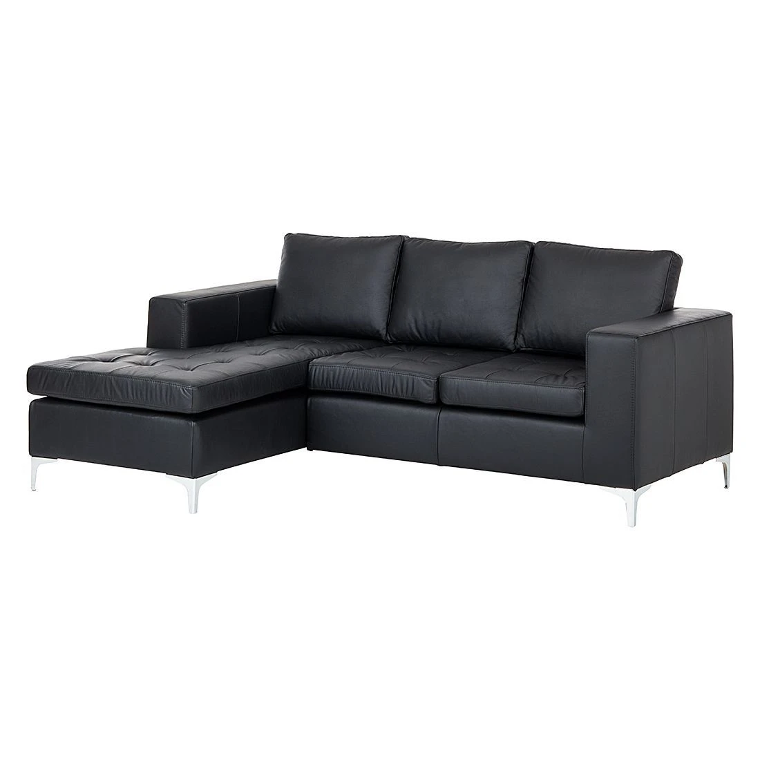 Loftscape Ecksofa Giulia Echtleder - Schwarz - Longchair davorstehend links 1 Loftscape Ecksofa Giulia Echtleder - Schwarz - Longchair davorstehend links