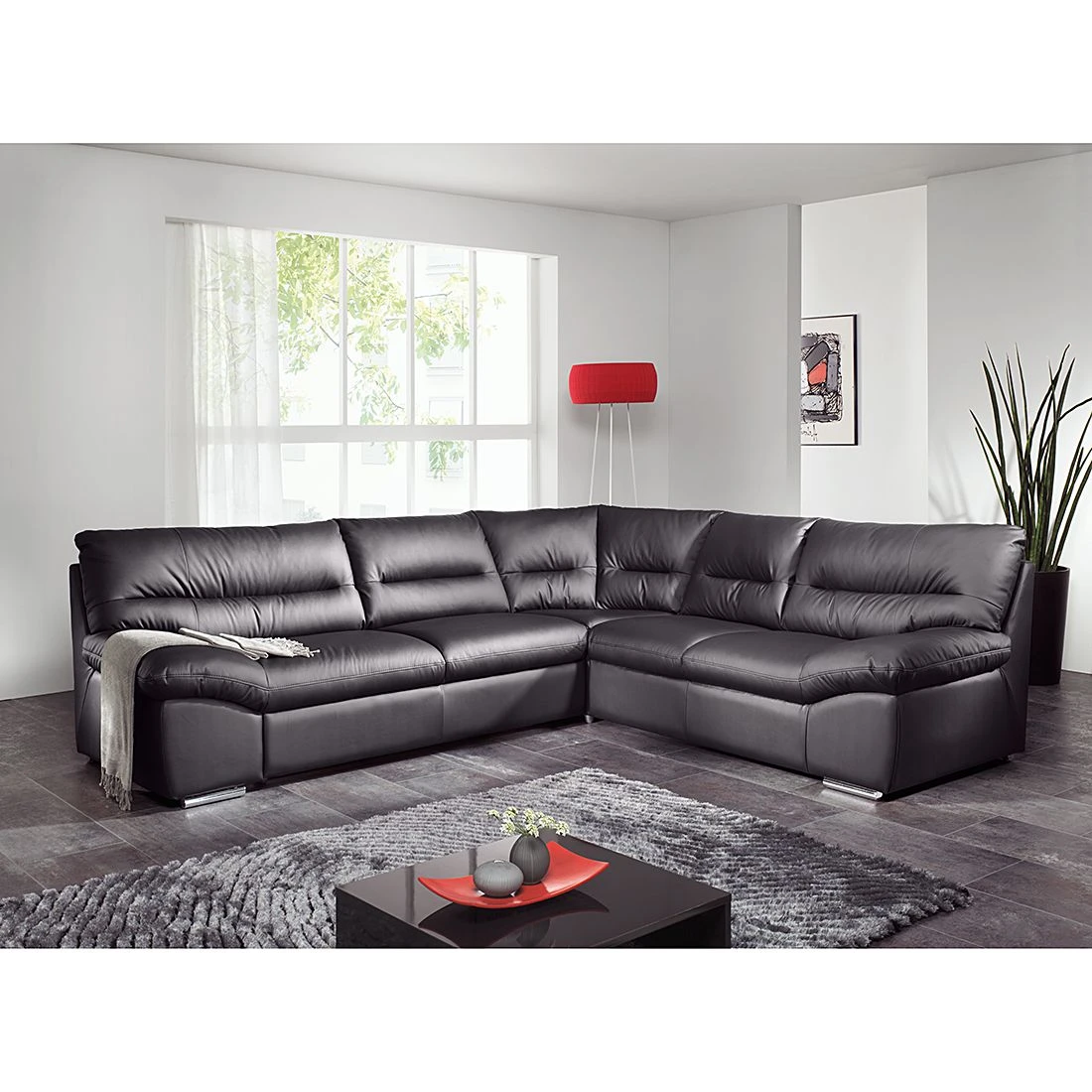 Cotta Ecksofa Howard (mit Schlaffunktion) - Kunstleder Schwarz - Bettfunktion davorstehend links 2 Cotta Ecksofa Howard (mit Schlaffunktion) - Kunstleder Schwarz - Bettfunktion davorstehend links – Bild 2