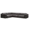 Studio Copenhagen Ecksofa HUDSON mit Rundecke - Echtleder Neka: Grau - Ecke davorstehend links