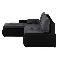 Mooved Ecksofa Huelva (mit Schlaffunktion) - Kunstleder/Webstoff - Schwarz / Grau - Longchair davorstehend links -Wohnzimmermöbel boutique en ligne ecksofa huelva mit schlaffunktion kunstleder schwarz longchair davorstehend links 414732