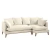 Eva Padberg Collection Ecksofa Lavina Webstoff - Stoff Moretey: Cremeweiß - Ottomane davorstehend rechts