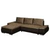 Fredriks Ecksofa Laza - mit Schlaffunktion - Kunstleder / Webstoff - Dunkelbraun / Cappuccino - Longchair davorstehend links