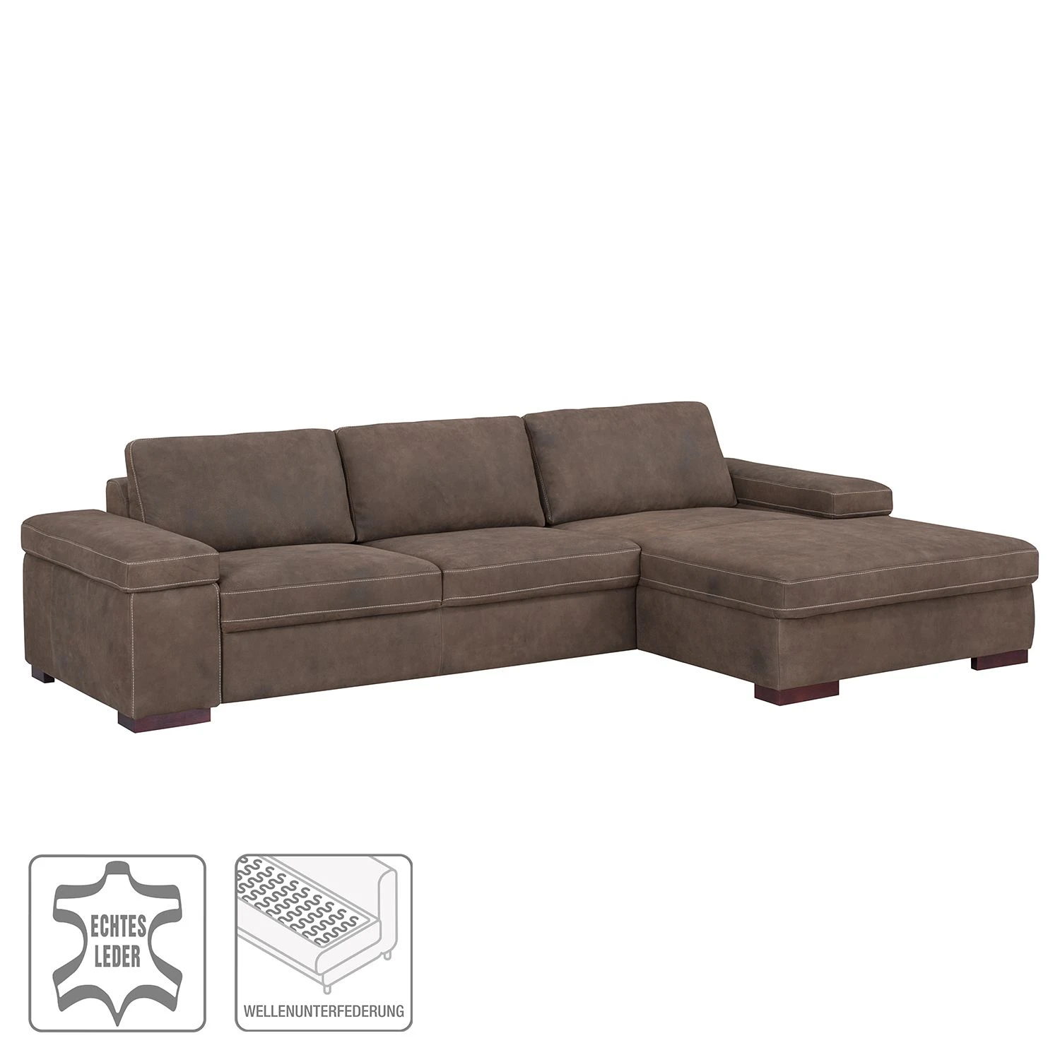Ars Natura Ecksofa Maine Echtleder - Mokka - Longchair davorstehend rechts 2 Ars Natura Ecksofa Maine Echtleder - Mokka - Longchair davorstehend rechts – Bild 2