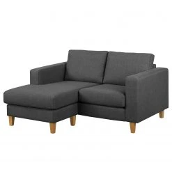 Norrwood Ecksofa MAISON 1-Sitzer mit Longchair - Webstoff Inas: Dunkelgrau - Breite: 150 cm - Longchair davorstehend links