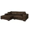 Fredriks Ecksofa Mandor Antiklederlook - Braun - Longchair davorstehend links