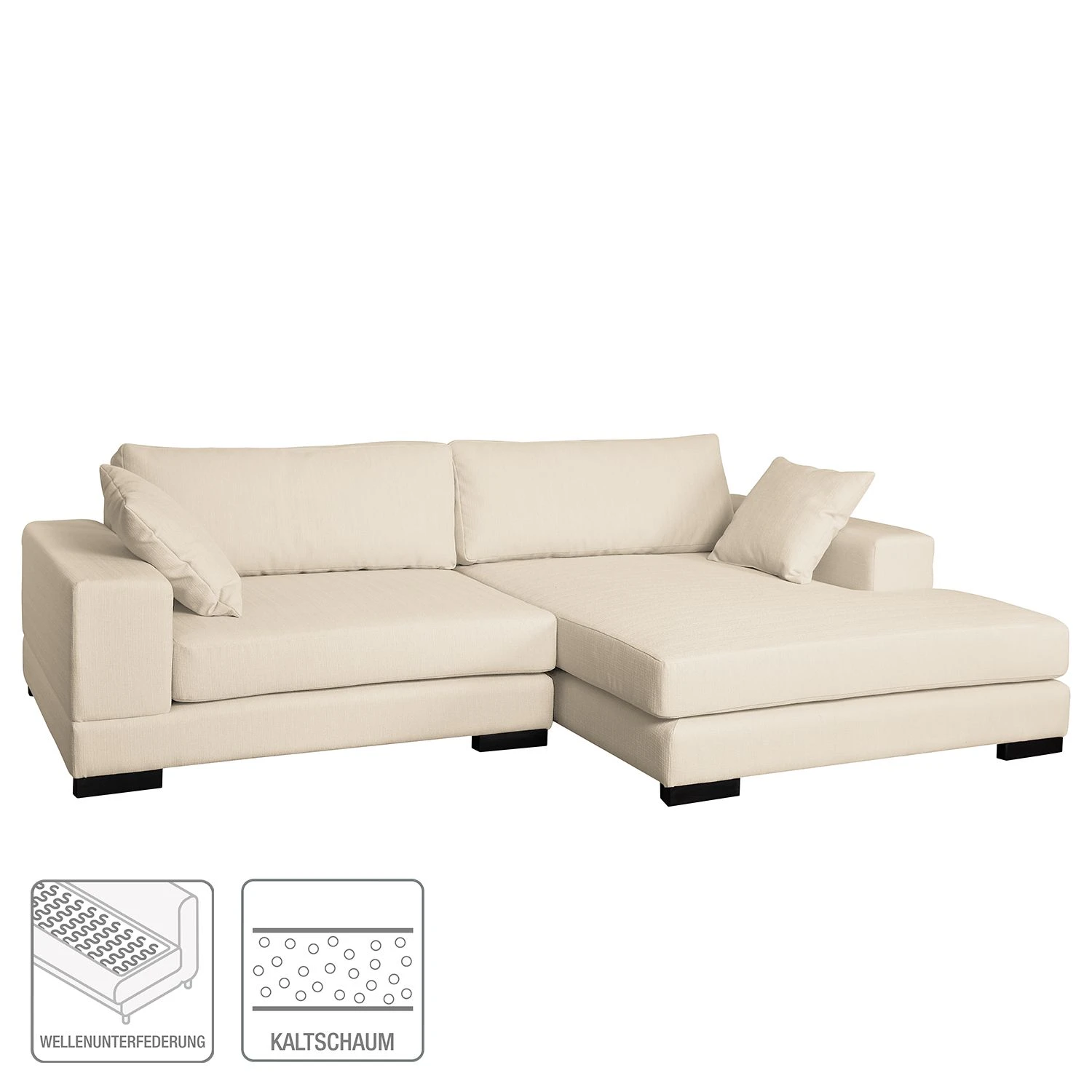 Fredriks Ecksofa Mandor Strukturstoff - Creme - Longchair davorstehend rechts 2 Fredriks Ecksofa Mandor Strukturstoff - Creme - Longchair davorstehend rechts – Bild 2