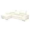 Fredriks Ecksofa Masca - Kunstleder Weiß - Longchair davorstehend links - mit Schlaffunktion