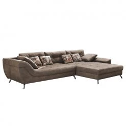 Home Design Ecksofa Merizo - Microfaser - Braun - Longchair beidseitig montierbar