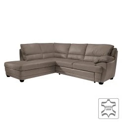 Cotta Ecksofa Kevin (mit Schlaffunktion) - Echtleder Taupe - Ottomane davorstehend links