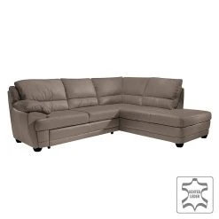 Cotta Ecksofa Kevin (mit Schlaffunktion) - Echtleder Taupe - Ottomane davorstehend rechts