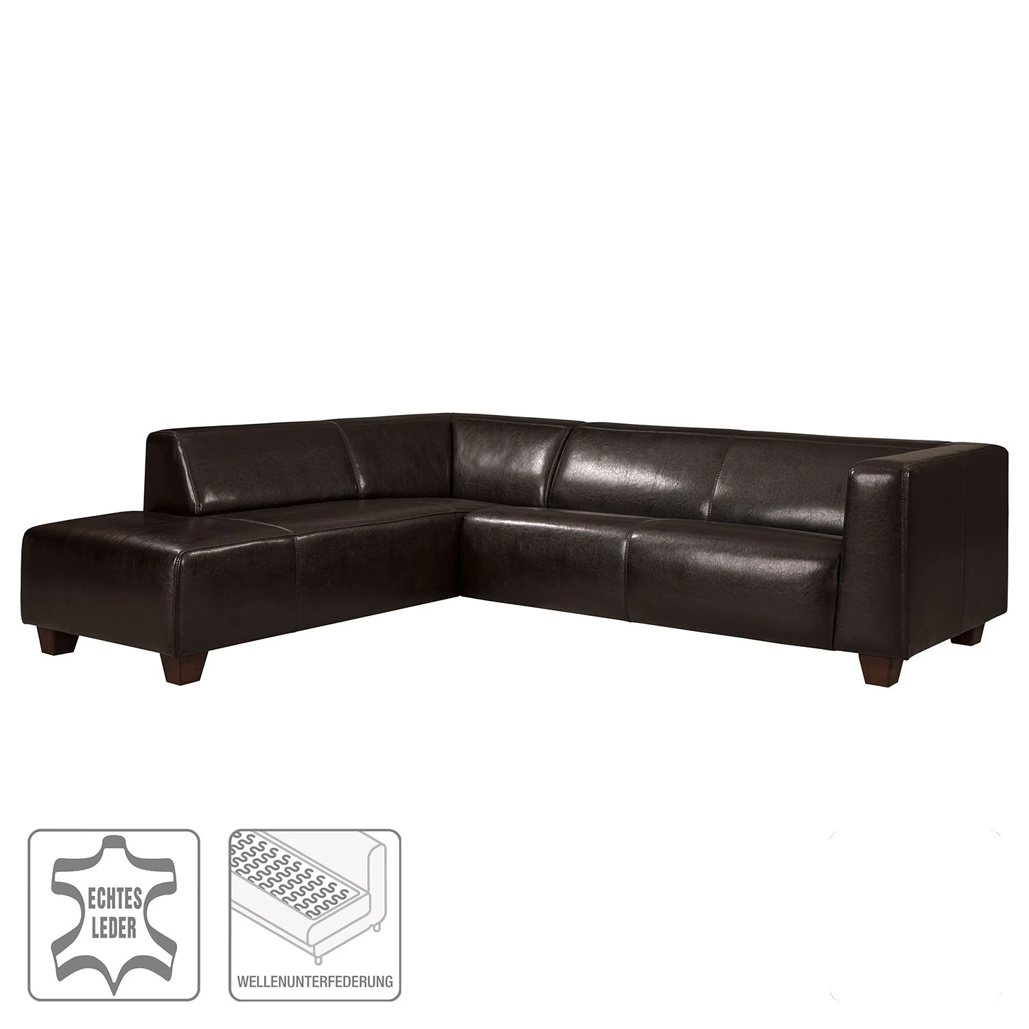 Maison Belfort Ecksofa Nespolo Echtleder Dunkelbraun - Ottomane davorstehend links 2 Maison Belfort Ecksofa Nespolo Echtleder Dunkelbraun - Ottomane davorstehend links – Bild 2