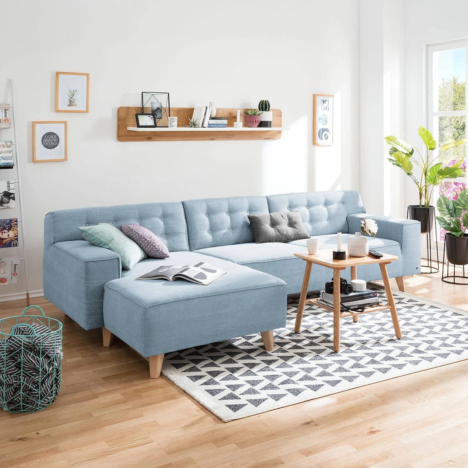 Tom Tailor Ecksofa Nordic Chic II Webstoff - Stoff TUS: 6 sky blue - Longchair davorstehend links 2 Tom Tailor Ecksofa Nordic Chic II Webstoff - Stoff TUS: 6 sky blue - Longchair davorstehend links – Bild 2
